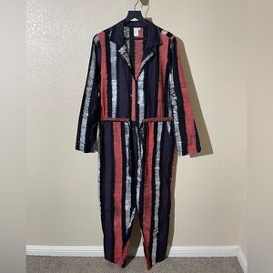 Osei Duro Chic Striped Jumpsuit in Red, Black, and White